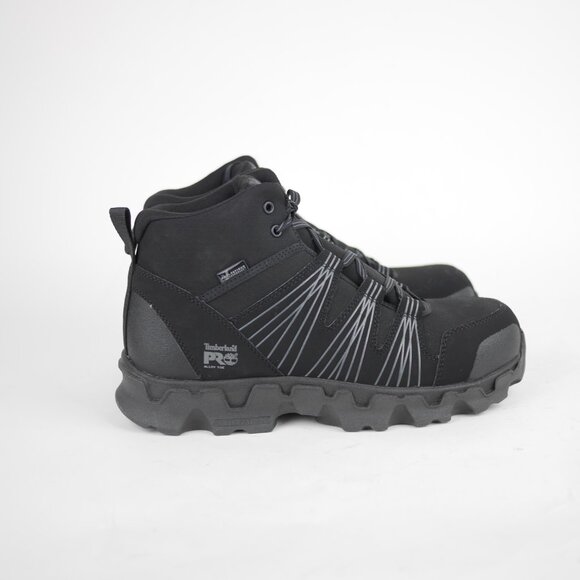 TIMBERLAND Pro Men's 8.5 - Black leather anti fatigue composite toe ankle boots - Picture 4 of 12